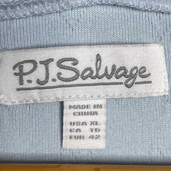 P.J. Salvage Pointelle Hearts Cardigan size XL Baby Blue New Button Down - Picture 4 of 12